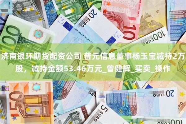 济南银环期货配资公司 普元信息董事杨玉宝减持2万股，减持金额53.46万元_曾健辉_买卖_操作