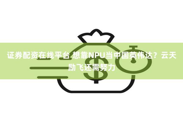 证券配资在线平台 想靠NPU当中国英伟达？云天励飞还需努力