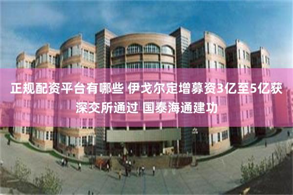 正规配资平台有哪些 伊戈尔定增募资3亿至5亿获深交所通过 国泰海通建功