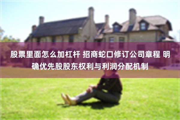 股票里面怎么加杠杆 招商蛇口修订公司章程 明确优先股股东权利与利润分配机制