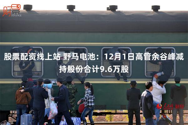 股票配资线上站 野马电池：12月1日高管余谷峰减持股份合计9.6万股