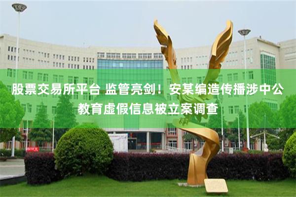 股票交易所平台 监管亮剑！安某编造传播涉中公教育虚假信息被立案调查