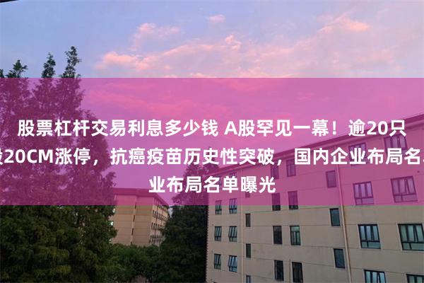 股票杠杆交易利息多少钱 A股罕见一幕！逾20只医药股20CM涨停，抗癌疫苗历史性突破，国内企业布局名单曝光