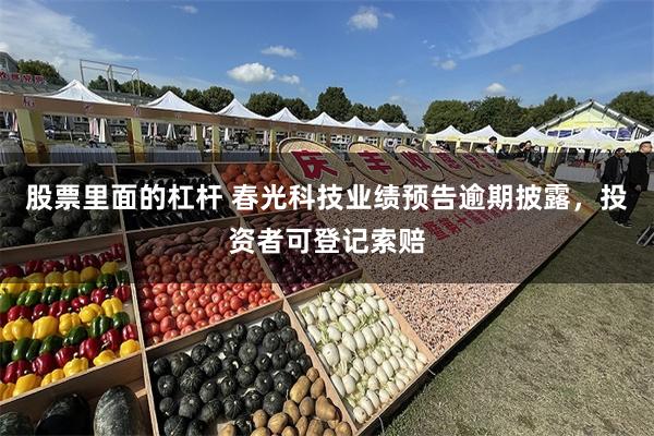 股票里面的杠杆 春光科技业绩预告逾期披露,投资者可登记索赔