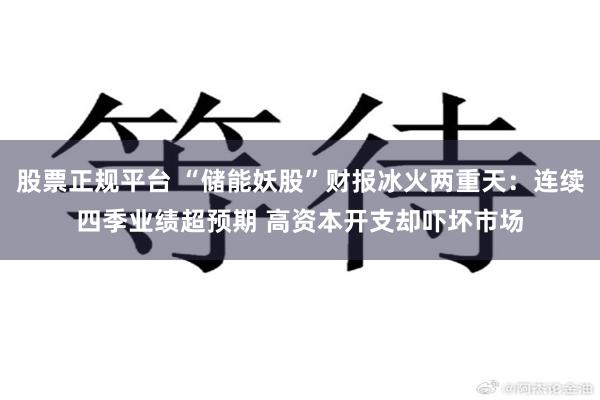 股票正规平台 “储能妖股”财报冰火两重天：连续四季业绩超预期 高资本开支却吓坏市场