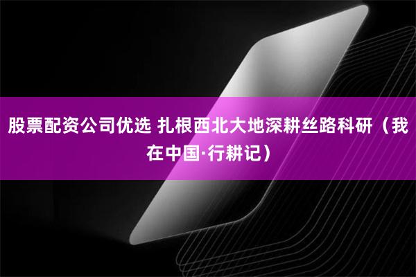 股票配资公司优选 扎根西北大地深耕丝路科研（我在中国·行耕记）